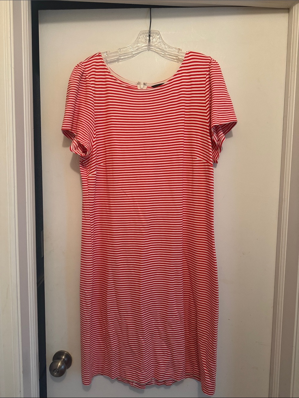 Ann Taylor Orange & White Striped Short Sleeve Shift Dress